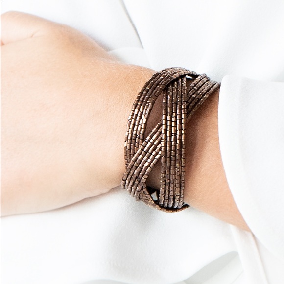 Copper a seed bead bracelet - Picture 1 of 3